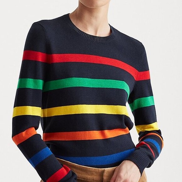 Lauren Ralph Lauren Sweaters - Ralph Lauren Size PS Small Petite Navy Blue Red Green Striped Cotton Sweater NWT